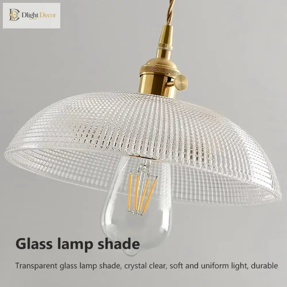Retro Glass Chandelier Single Head Clear Pendant Lamps Restaurant Tea Room Bar Bedrooms Studio Cafe