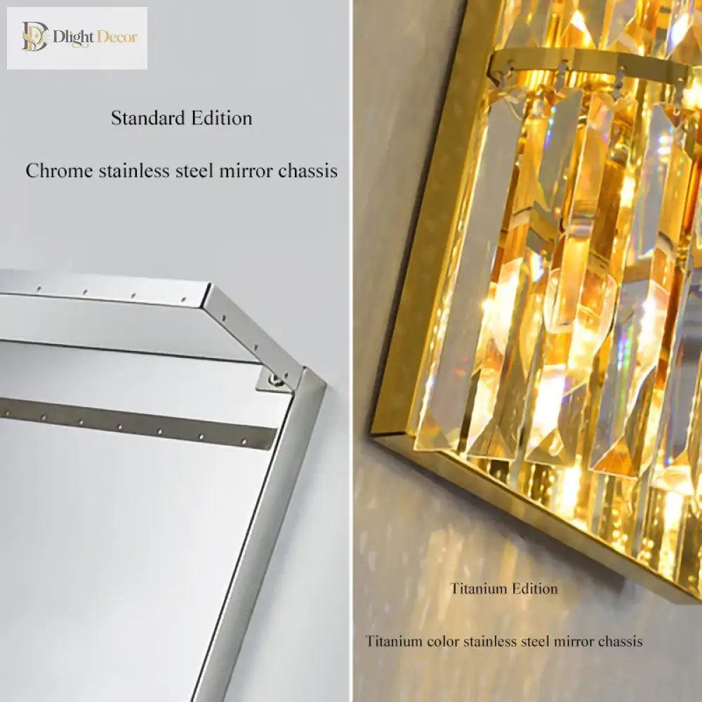 Riley - Luxury Rectangle Crystal Wall Silve Lamp For Department Aisle Corridor Bedroom Sconce Tv