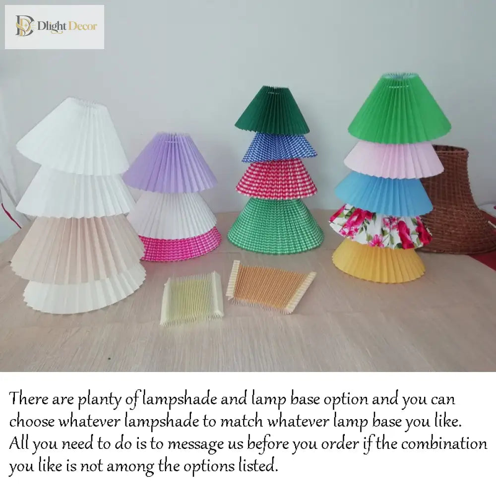Vintage Pleated Table Lamp With Led E27 Tricolored Bulb - Charming Decorative Night Light For