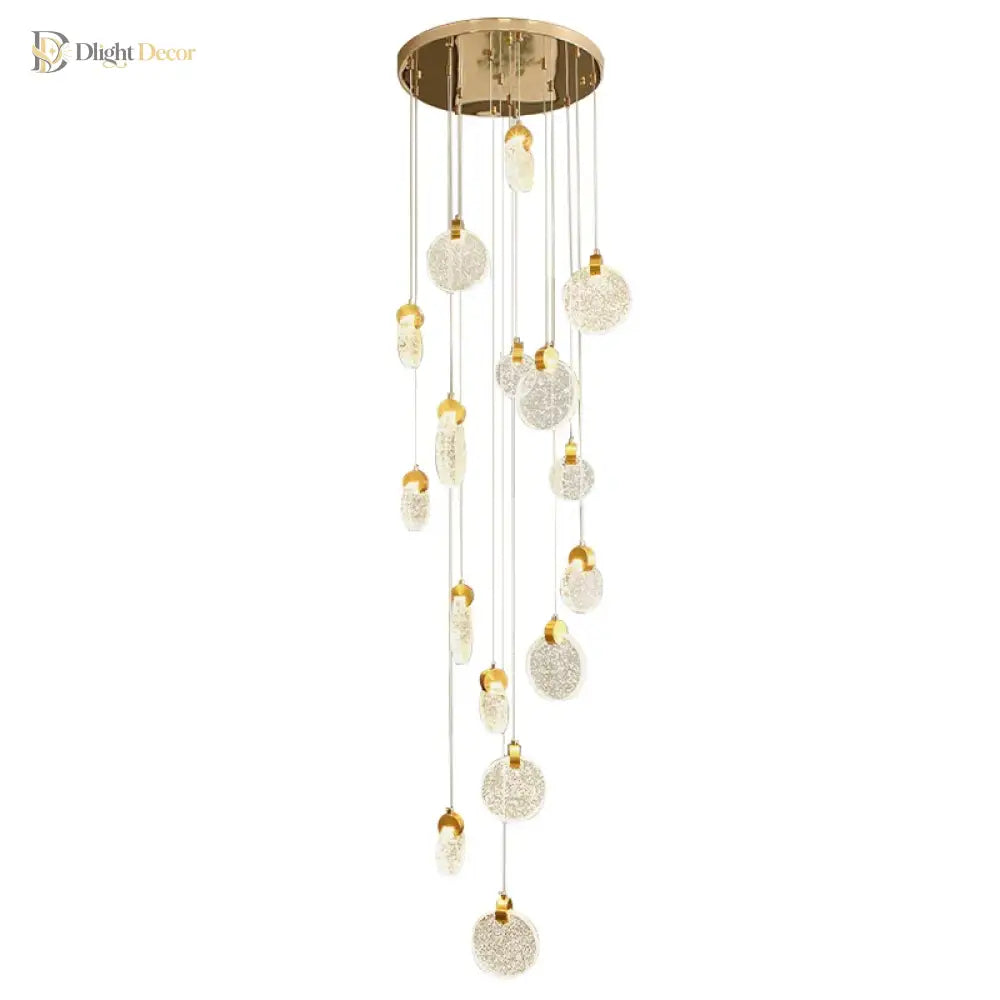 Round Crystal Pendant Light For Living Room Dining Stair Lamp Decoration Exhibition Hall Pendant