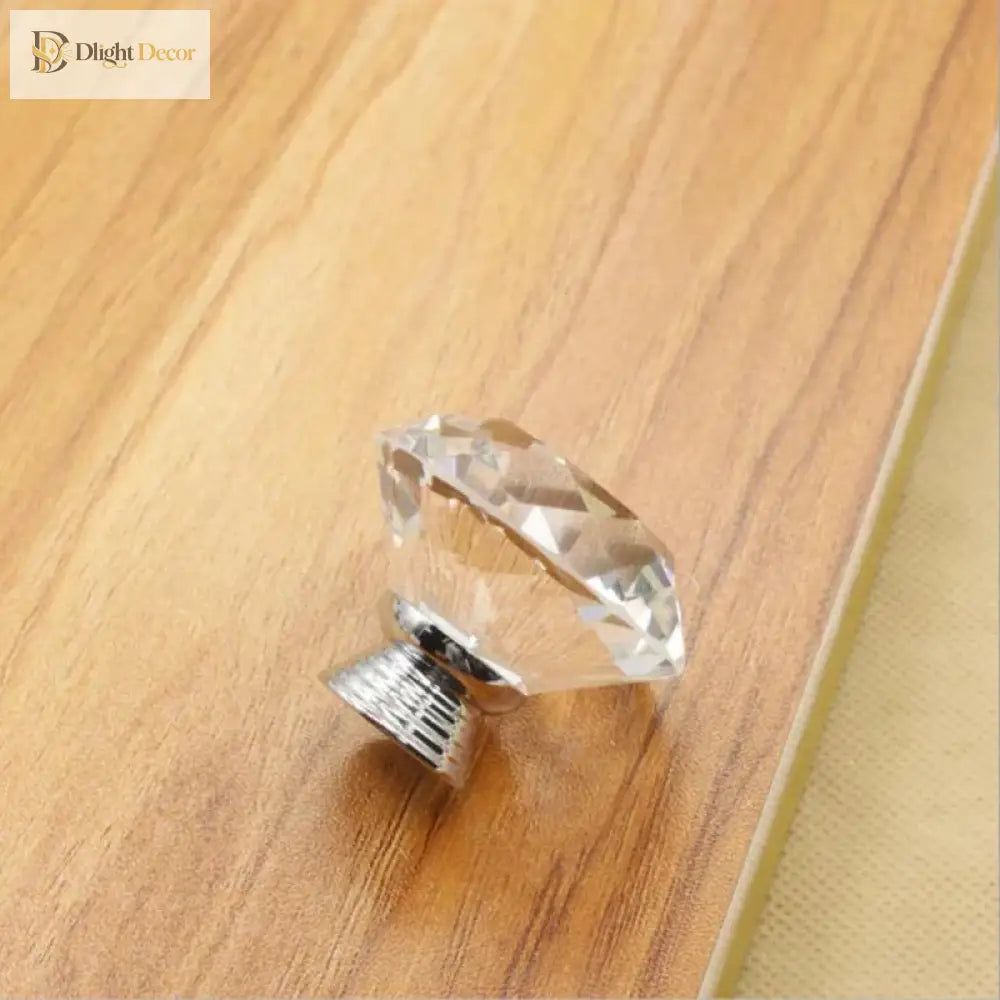 Round Cut Crystal Ball Knobs – Polished Chrome Cabinet Handles in 30mm 40mm 50mm (Clear Pink Blue Green Amber) Knob