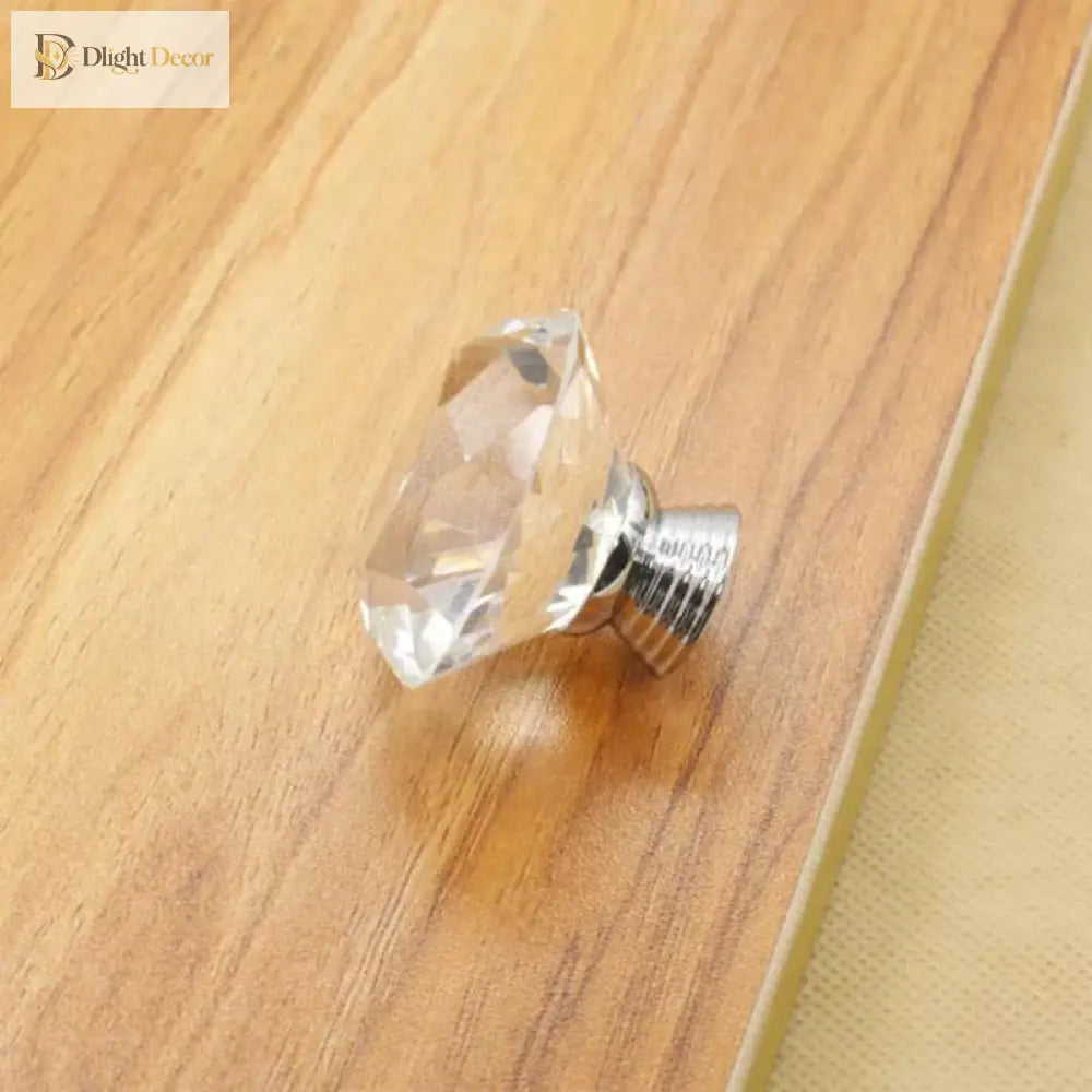 Round Cut Crystal Ball Knobs – Polished Chrome Cabinet Handles in 30mm 40mm 50mm (Clear Pink Blue Green Amber) Knob