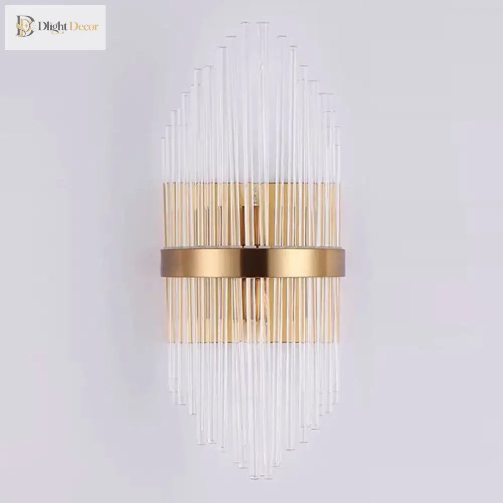 Sara: Crystal Rod Wall Sconce With Two Lights In Gold