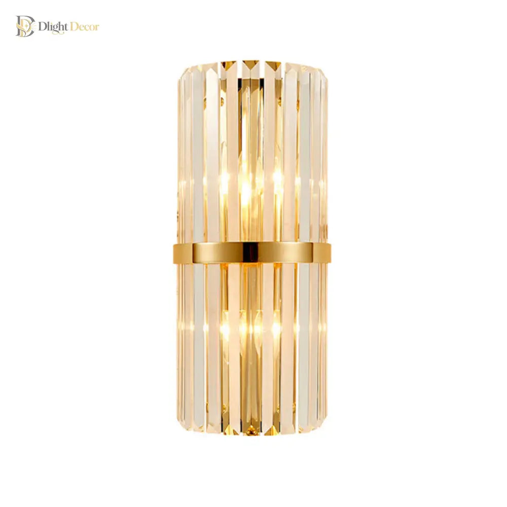 Sara: Crystal Rod Wall Sconce With Two Lights In Gold