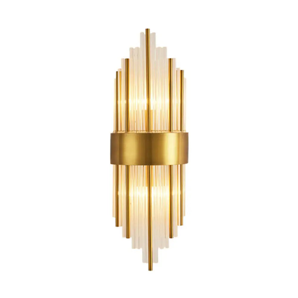 Sara: Crystal Rod Wall Sconce With Two Lights In Gold / A
