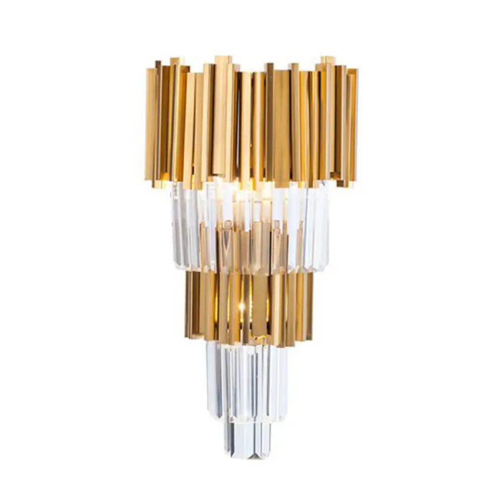 Sara: Crystal Rod Wall Sconce With Two Lights In Gold / M