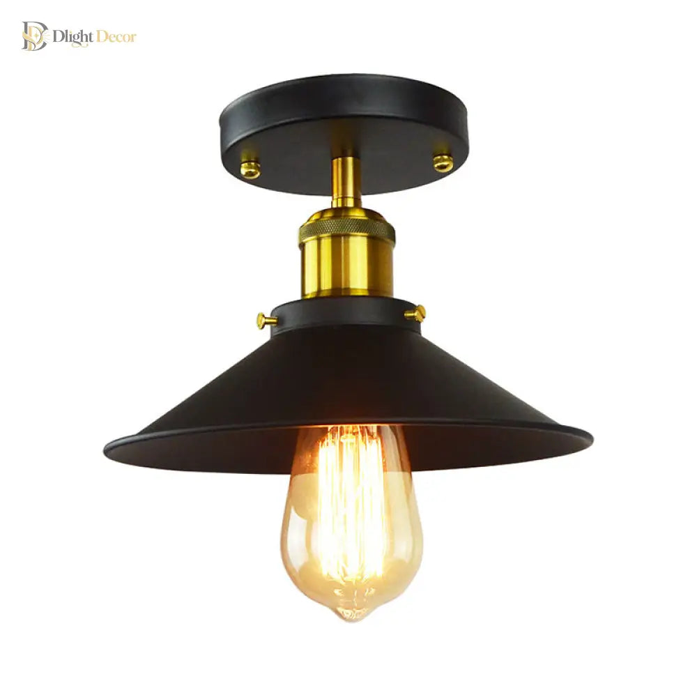 Sarah - Industrial Semi - Flush Mount Ceiling Light With Flared Shade
