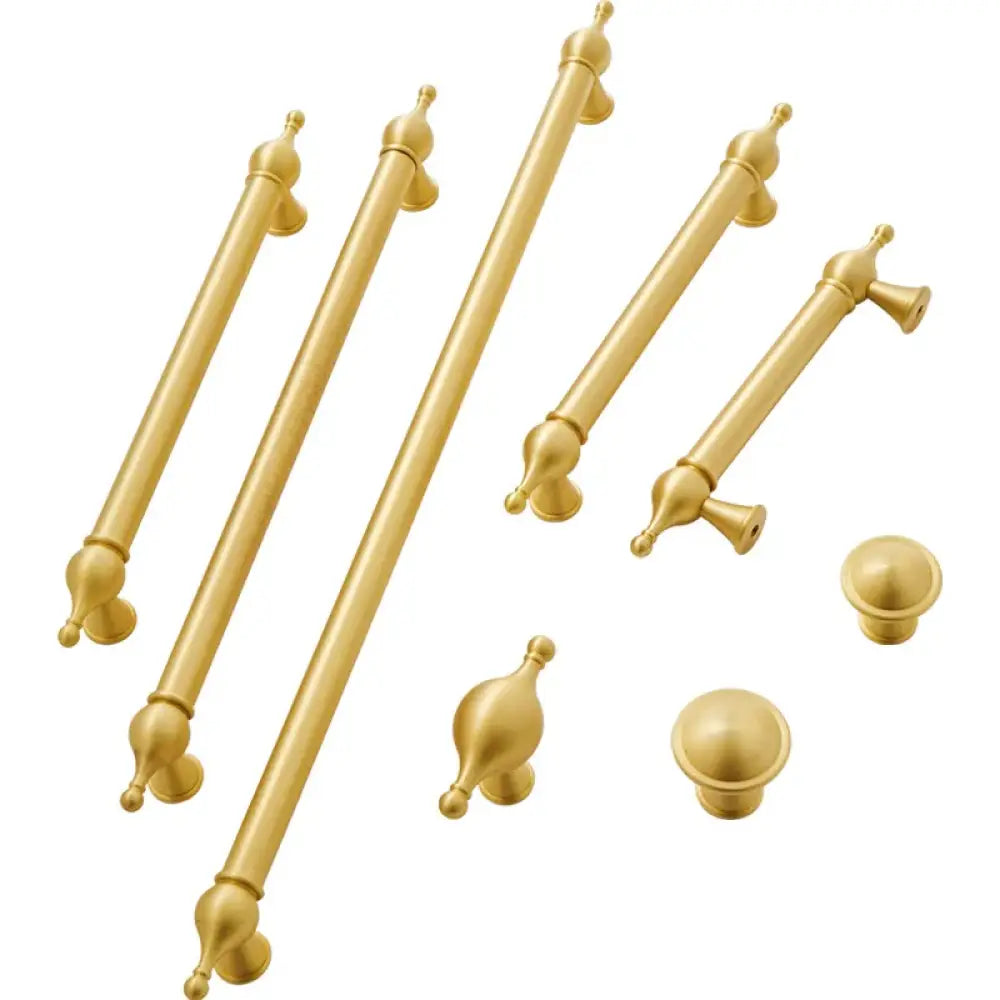 Satin Brass Cabinet Handles – Modern Ball Design Wardrobe Knobs and Drawer Pulls (French Style) Handles