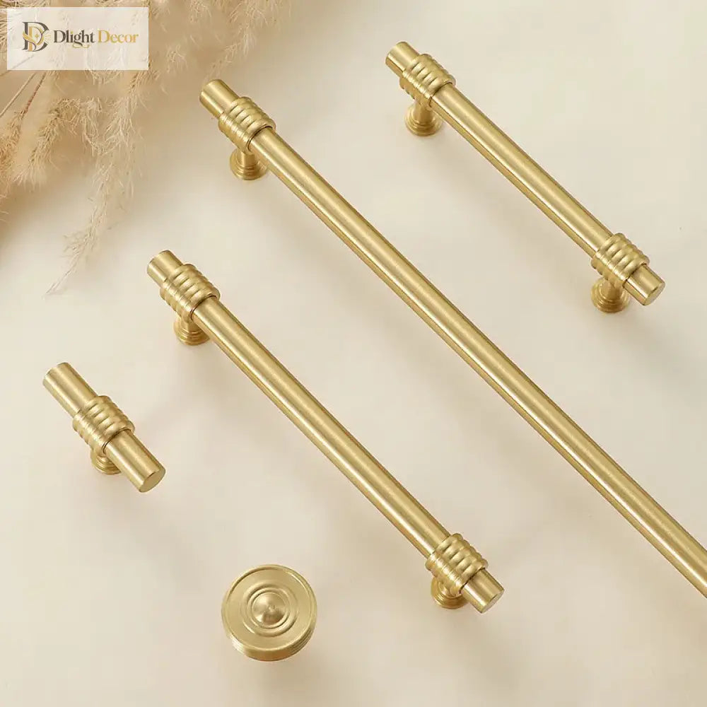 Satin Gold Furniture Handle – Solid Brass Cabinet Knobs and Drawer Pulls (50mm-358mm) Handles
