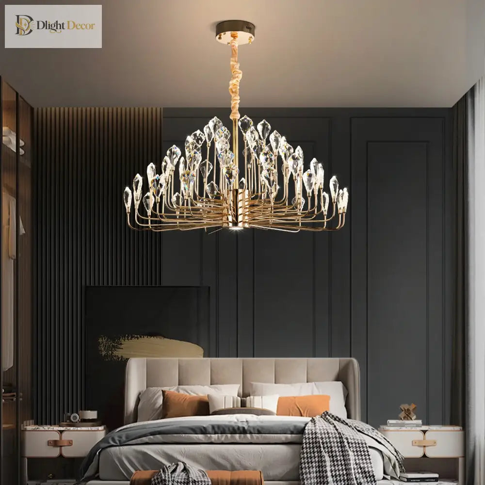 Serena Gold Crystal LED Chandelier – Modern Pendant Light for Dining & Living Room chandelier