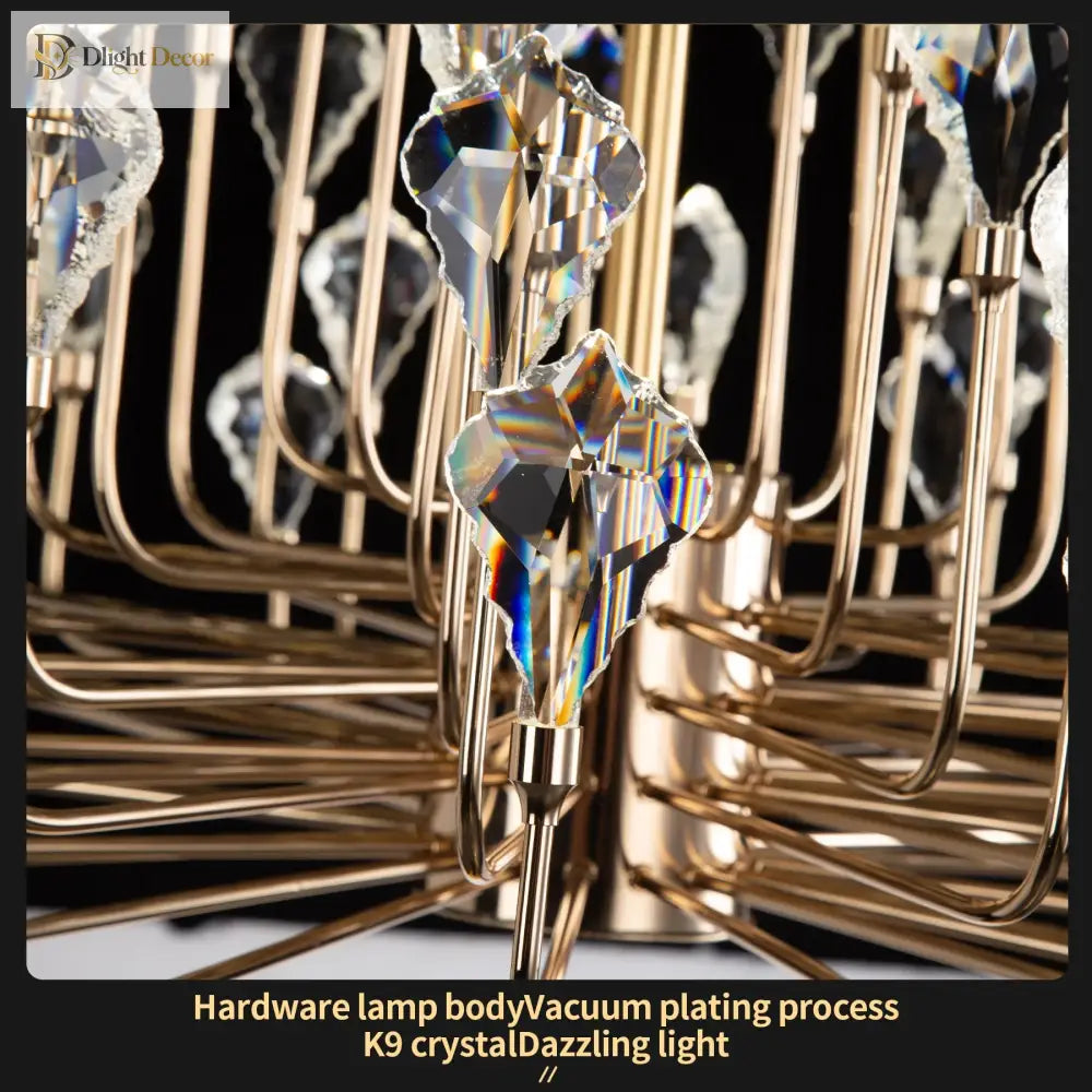 Serena Gold Crystal LED Chandelier – Modern Pendant Light for Dining & Living Room chandelier