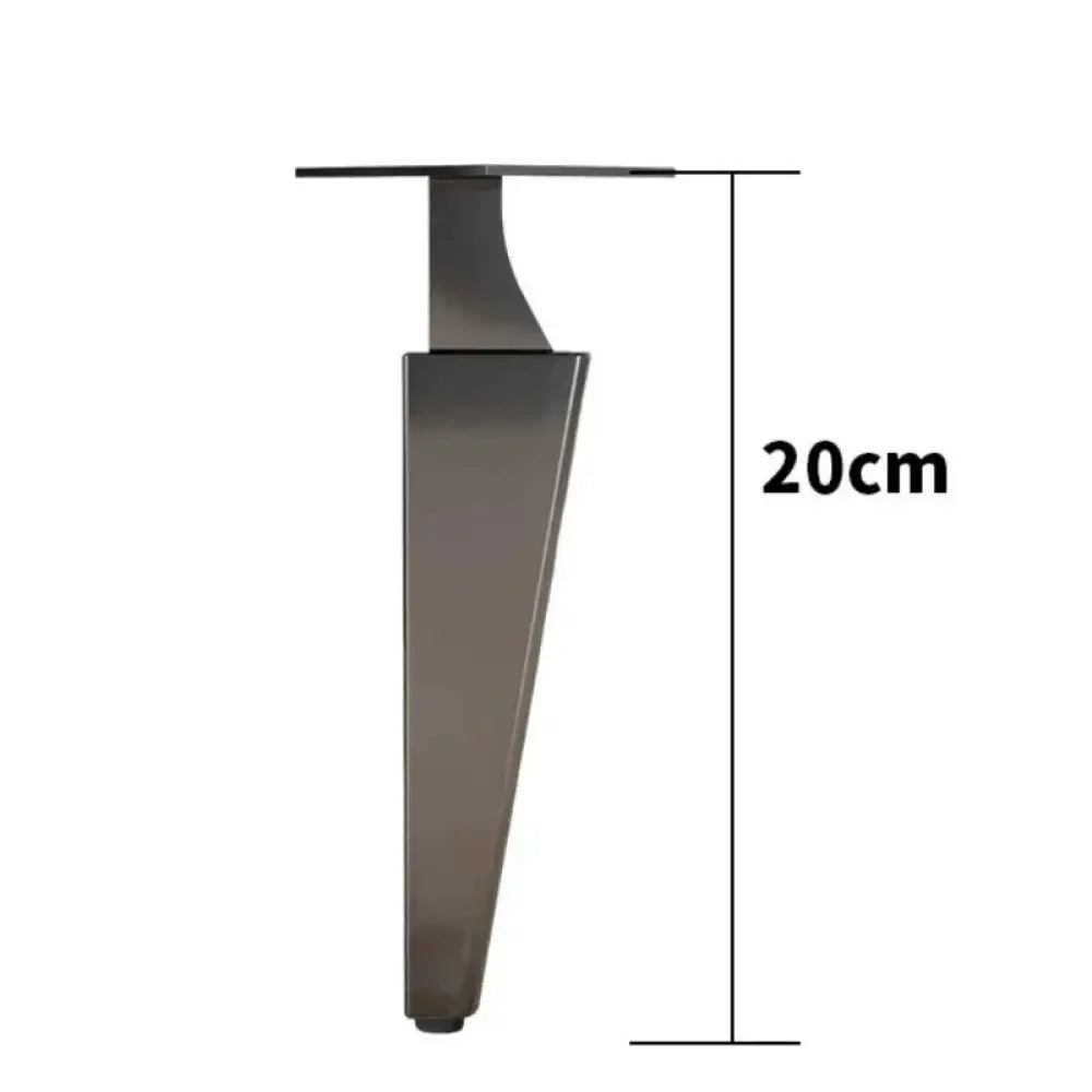 Black half-curved adjustable furniture leg, 20cm height, steel top plate and foot