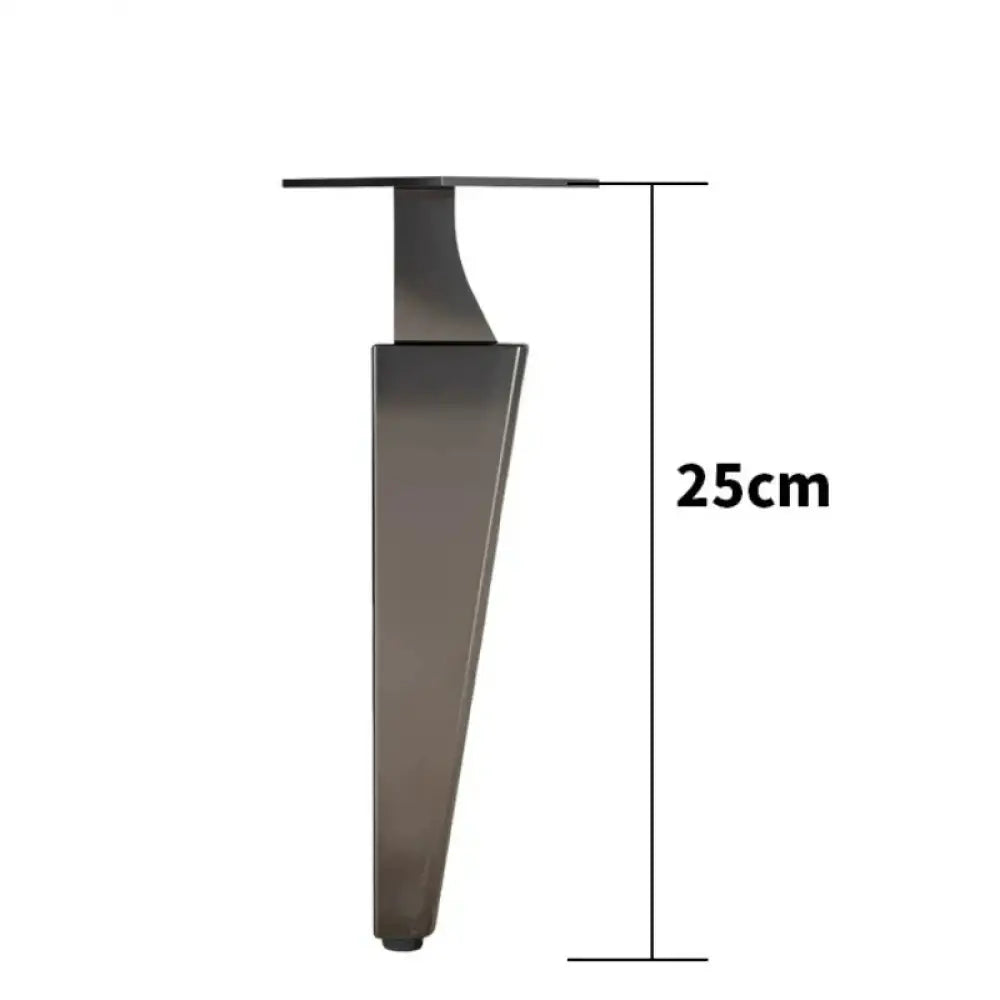 Black half-curved adjustable furniture leg, 25 cm height, with leveling foot