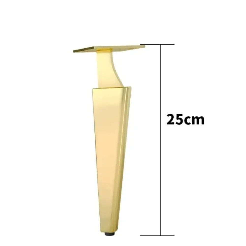 Gold half-curved adjustable furniture leg, 25 cm height, with leveling foot