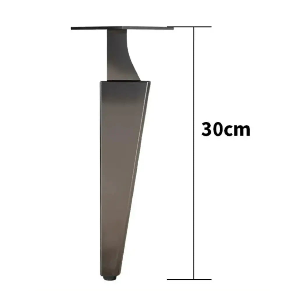Black half-curved adjustable furniture leg, 30cm height, steel top plate and foot
