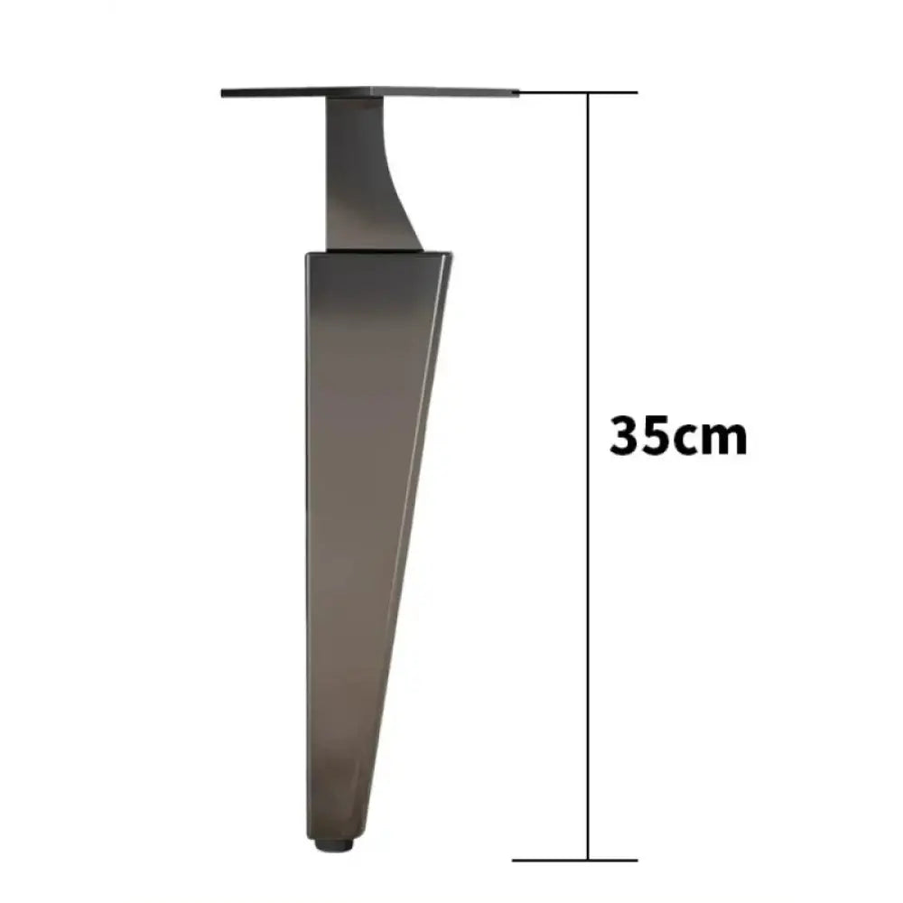 Black half-curved adjustable furniture leg, 35cm height, steel top plate and foot