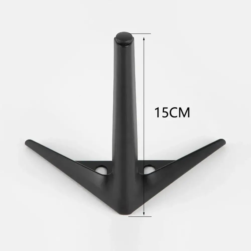 Black metal furniture leg with tripod-style base and mounting holes, 15cm height