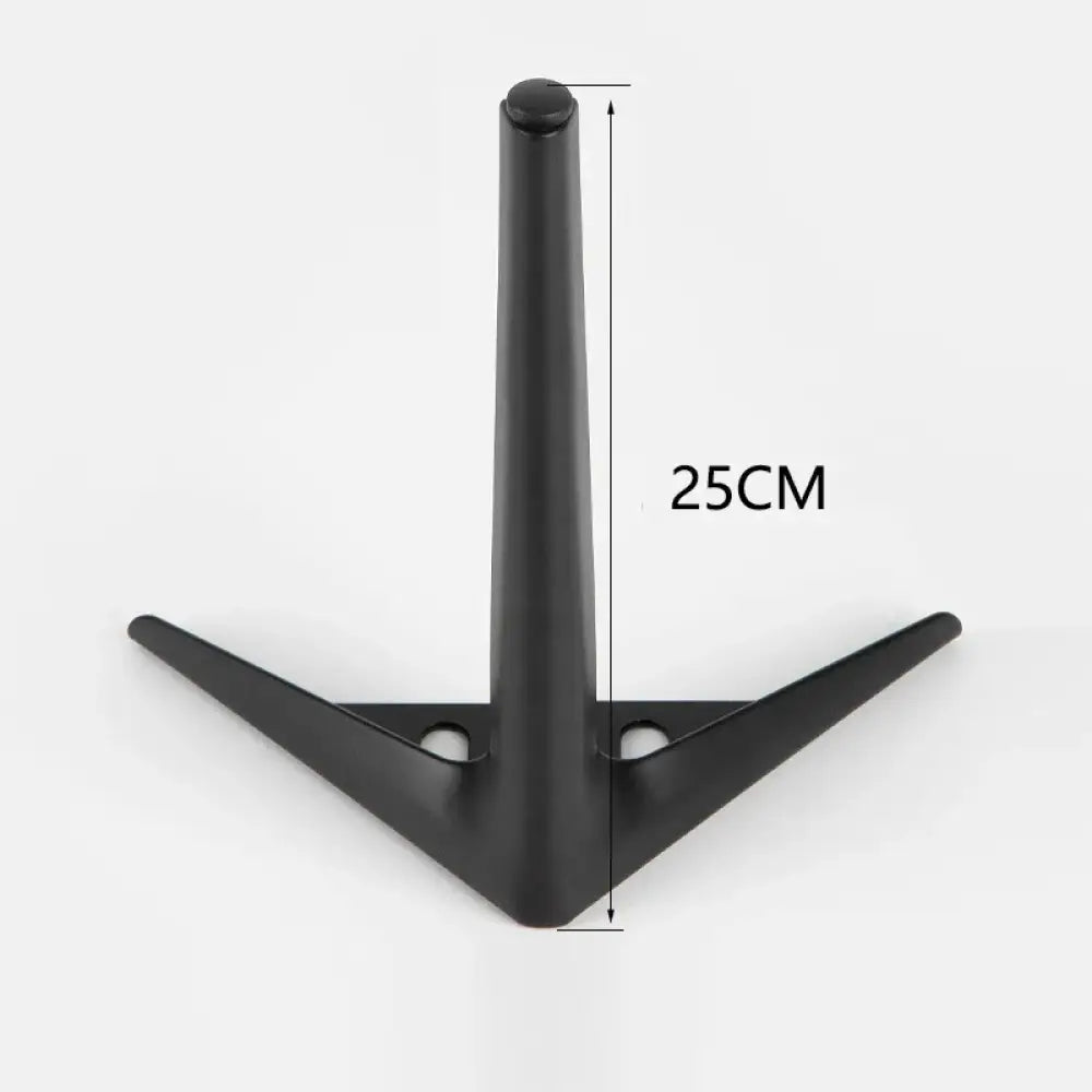 Black metal furniture leg with tripod-style base and mounting holes, 25cm height