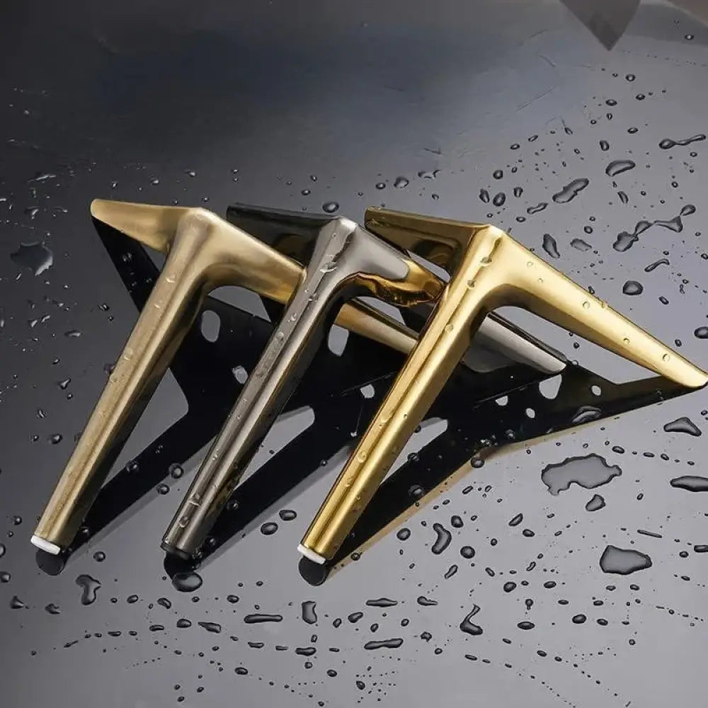 Set of 4 metal furniture replacement legs with gold and dark finishes