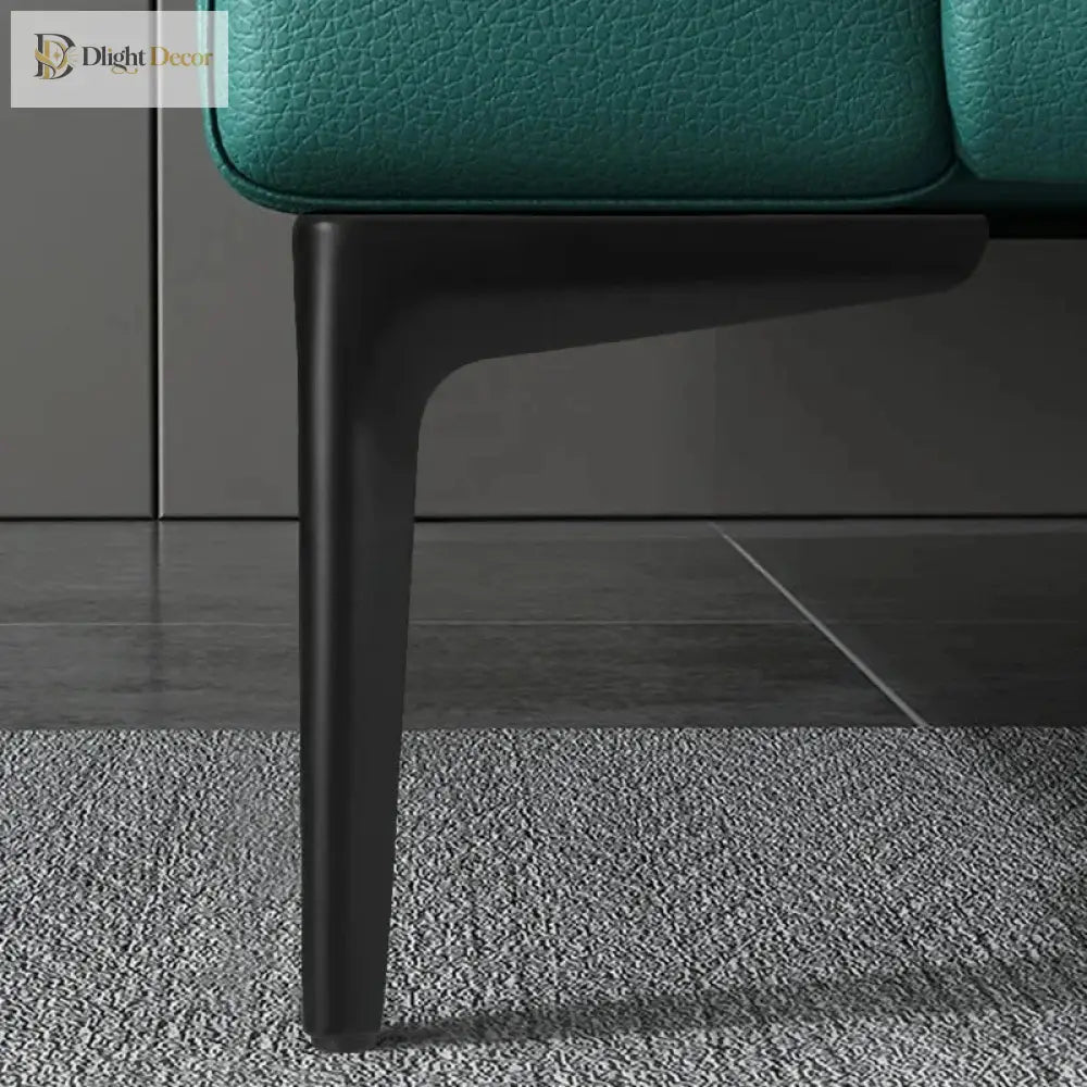 Matte black metal furniture leg with squared foot and tapered sides