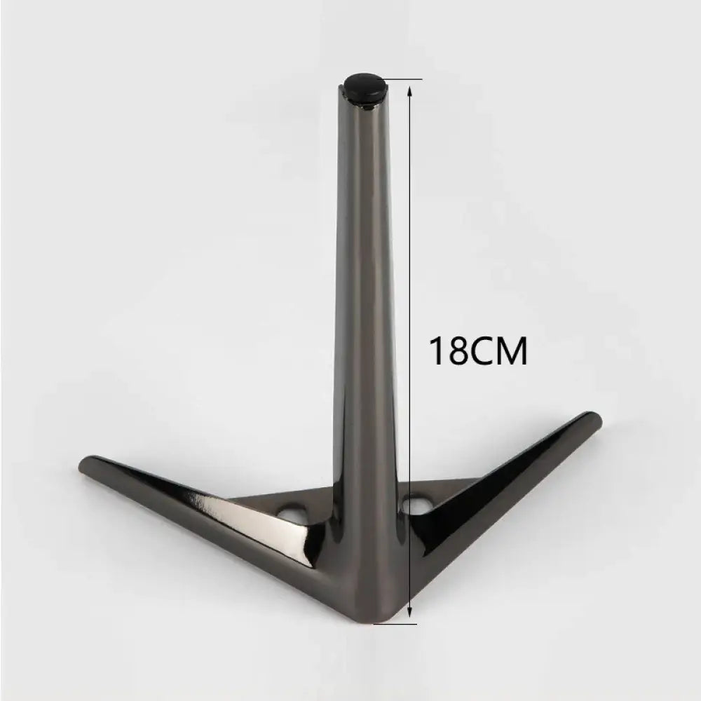 Dark gun metal furniture leg, 18cm tall, V-shaped base with mounting plate holes