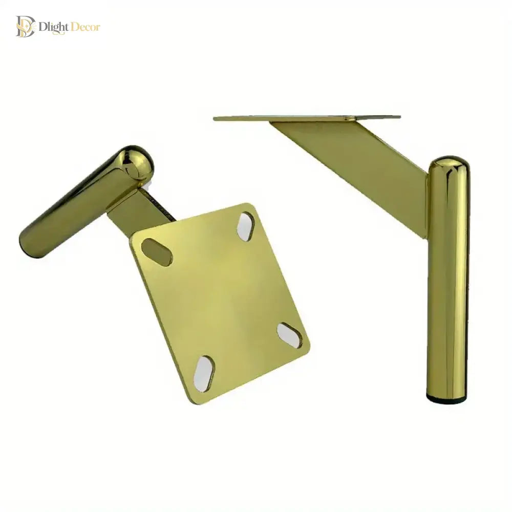 Gold stainless steel furniture leg set with mounting plates and bases