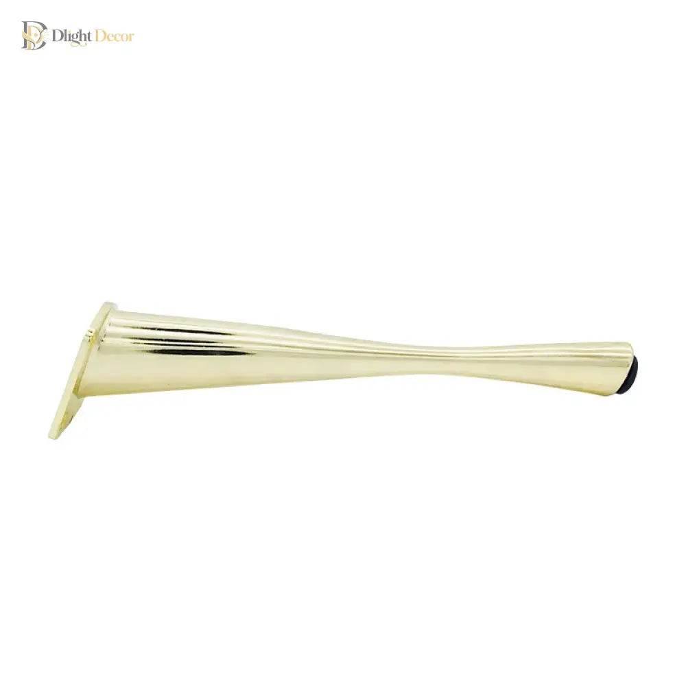Zinc alloy furniture leg in gold finish with slanted stem and base