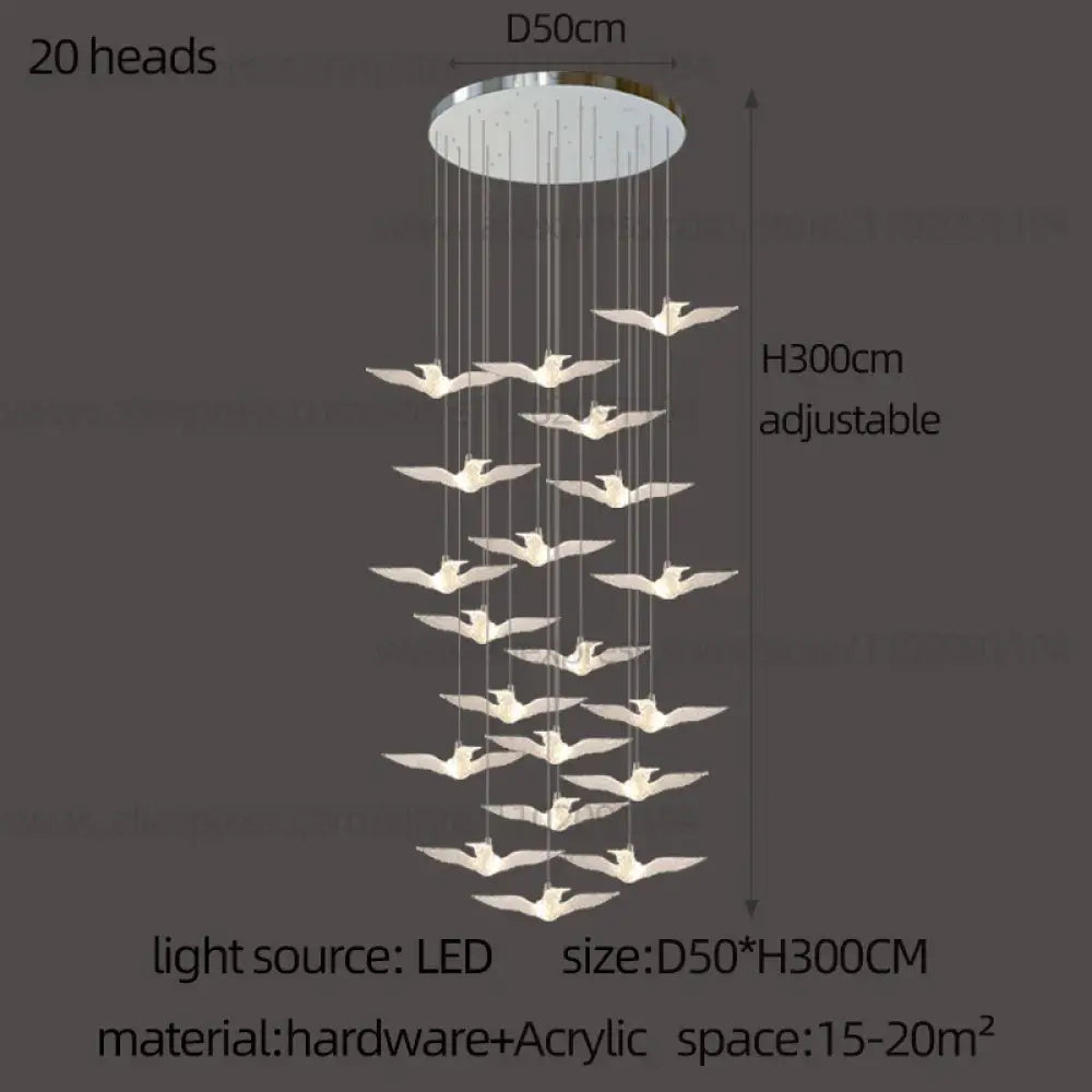 LED Bird Pendant Chandelier – configuration option 14