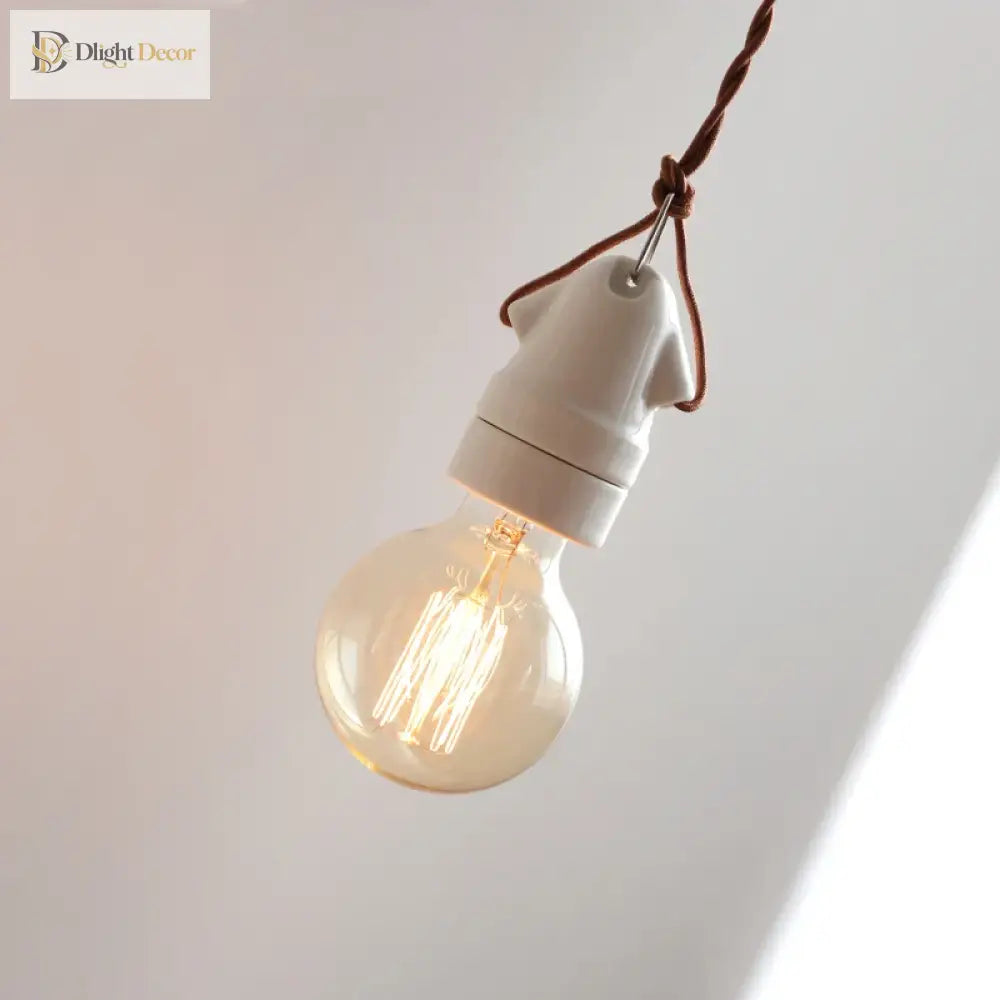 Single Head Ceramic Led Pendant Lamp Beside Industrial Loft Vintage Style Hanging Light Japanese