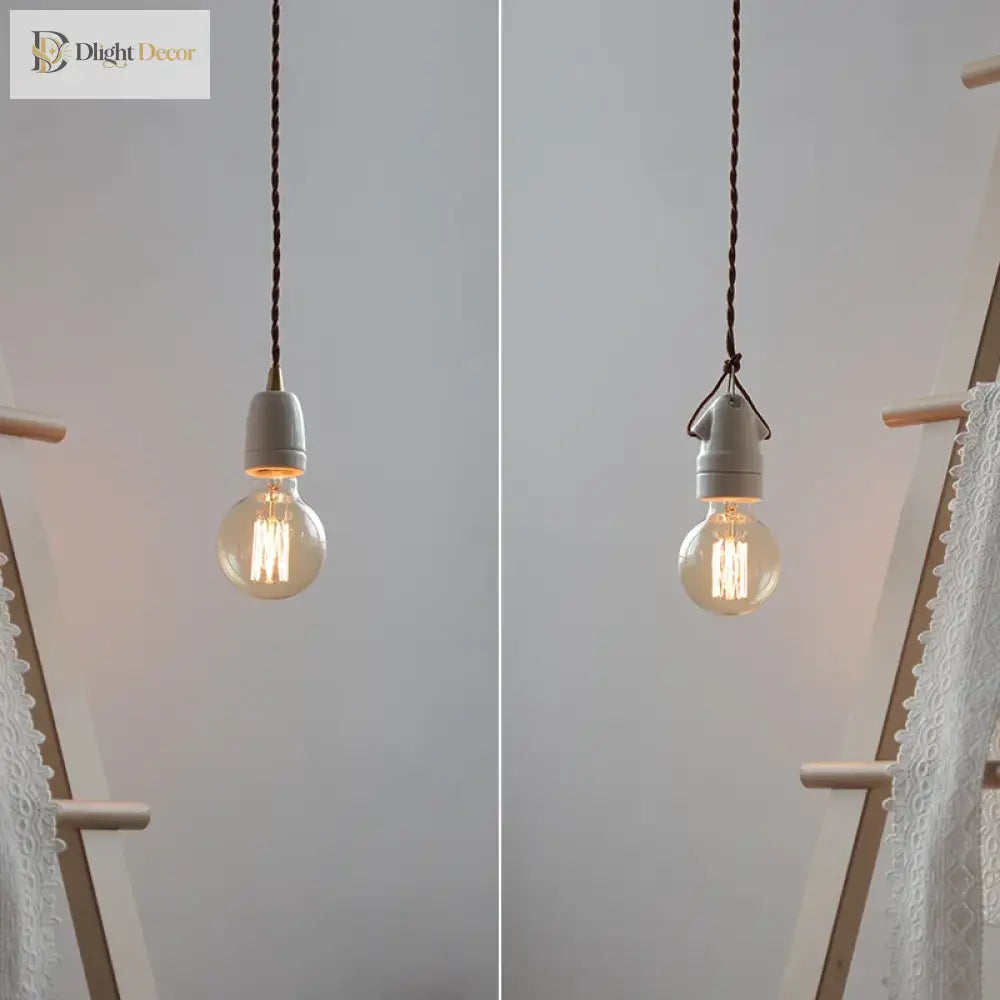 Single Head Ceramic Led Pendant Lamp Beside Industrial Loft Vintage Style Hanging Light Japanese