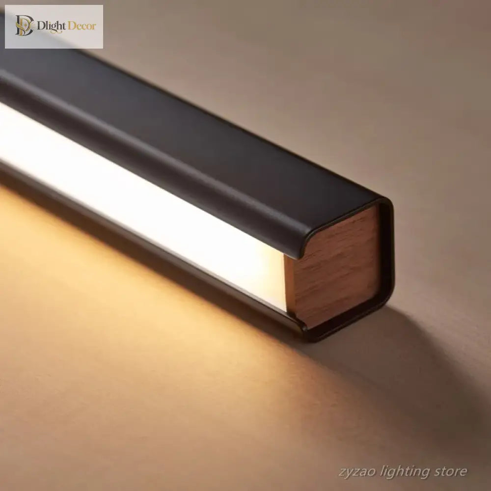 Sleek Wooden Line Led Pendant Lamp - Modern Minimalist Lighting For Office Dining Room Cafe And Bar