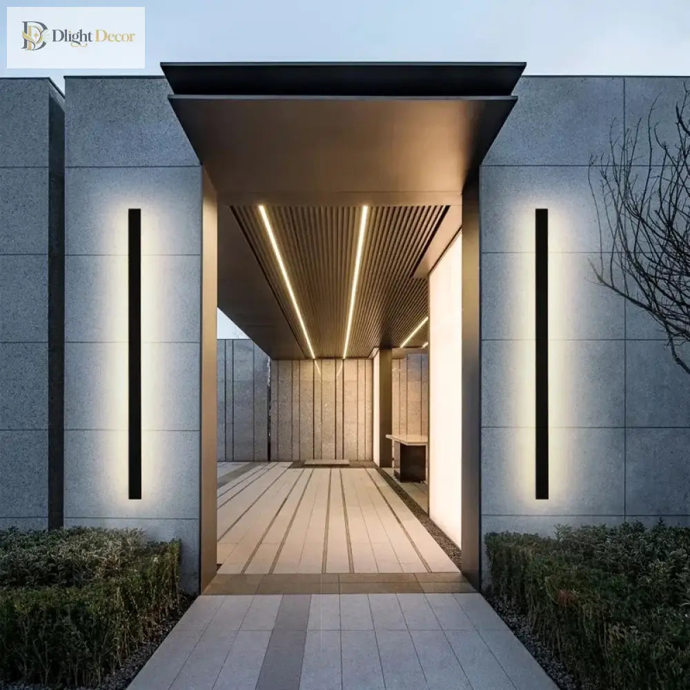 Sleek Outdoor Waterproof Long Strip Wall Lamps - Modern Elegance For Creative Villas Courtyards And