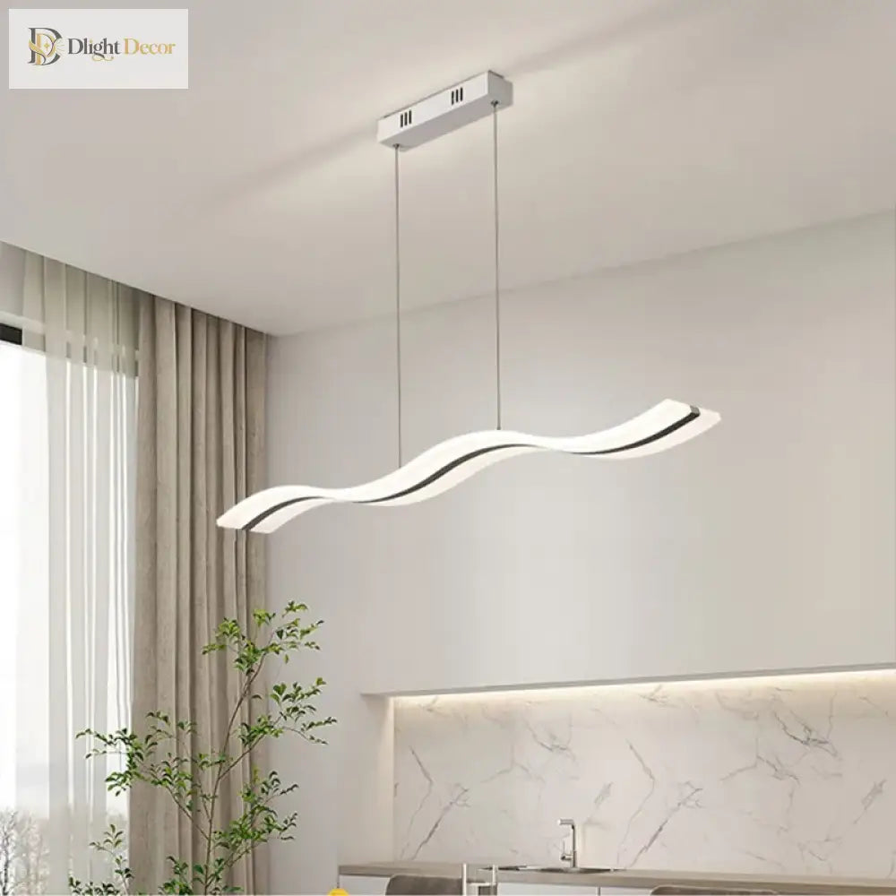 Sleek Led Wave Pendant Light - Minimalist Elegance For Dining Rooms And Creative Restaurant Decor