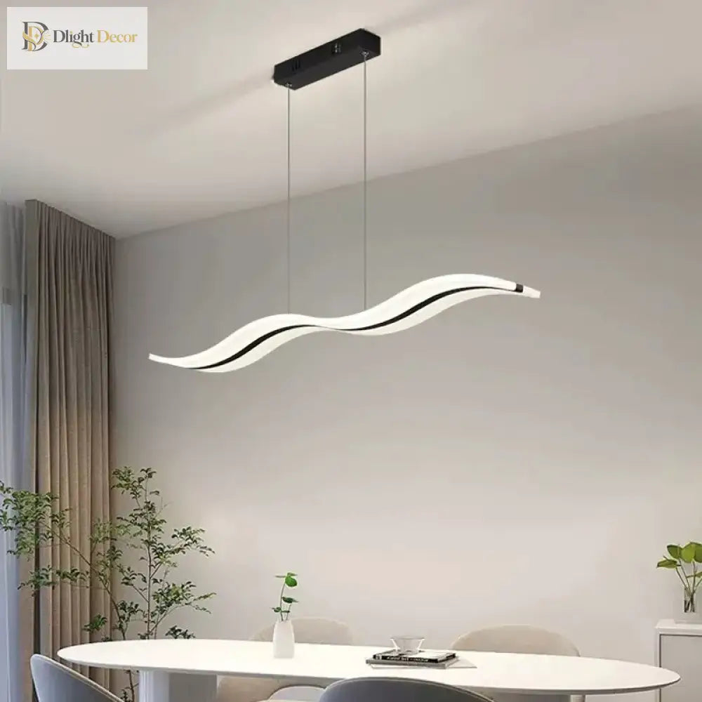 Sleek Led Wave Pendant Light - Minimalist Elegance For Dining Rooms And Creative Restaurant Decor