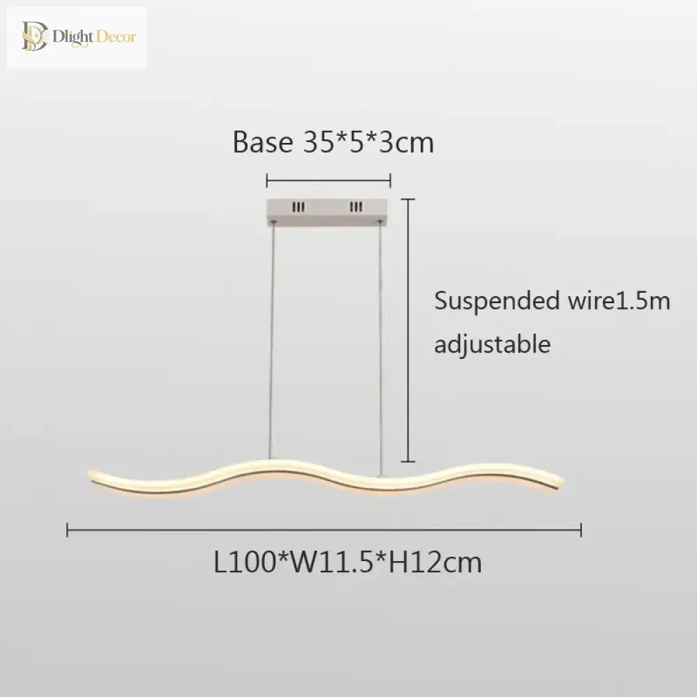 Sleek Led Wave Pendant Light - Minimalist Elegance For Dining Rooms And Creative Restaurant Decor