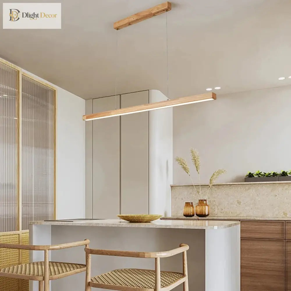 Sleek Wooden Dining Room Chandelier - Modern Minimalist Lighting For Tables Bars And More Pendant