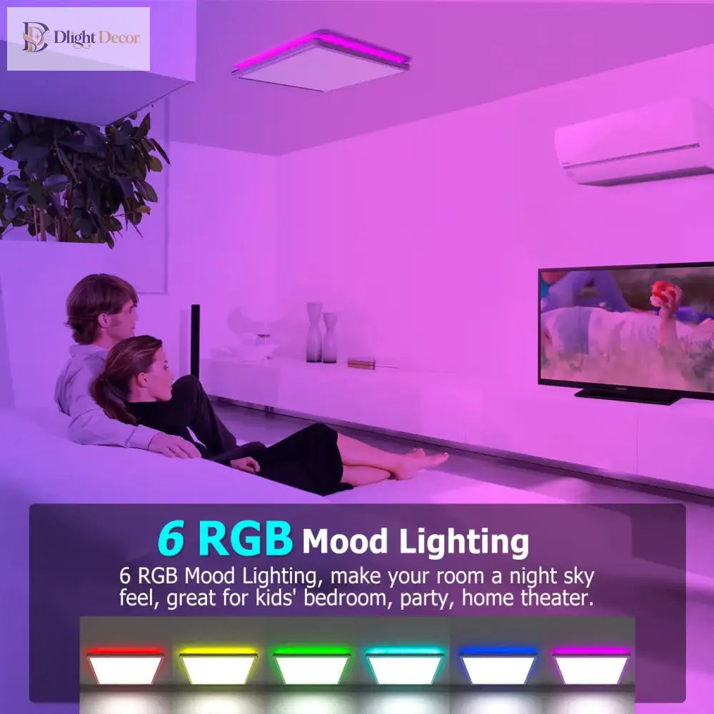Smart Led Ceiling Lamp With Dimmable App Control - Modern Square Light For Kitchen Living Room And
