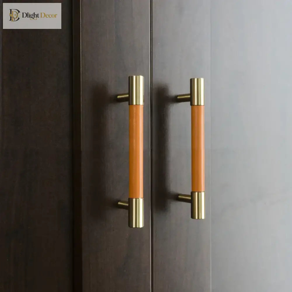Solid Brass and Leather Cabinet Handles – Available in 15 Leather Colors Handles