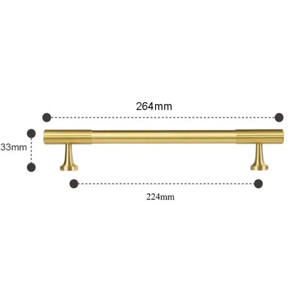Solid Brass Art Deco Kitchen Cabinet Handles – Knurled T-Bar and Wardrobe Pulls TS-9012-264 Handles