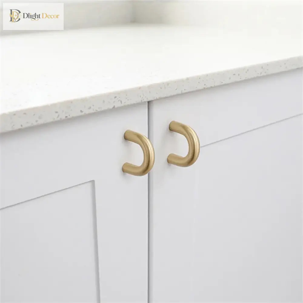 Solid Brass Cabinet Handles - Modern Golden Drawer Pulls for Dresser Wardrobe and Kitchen Cupboards