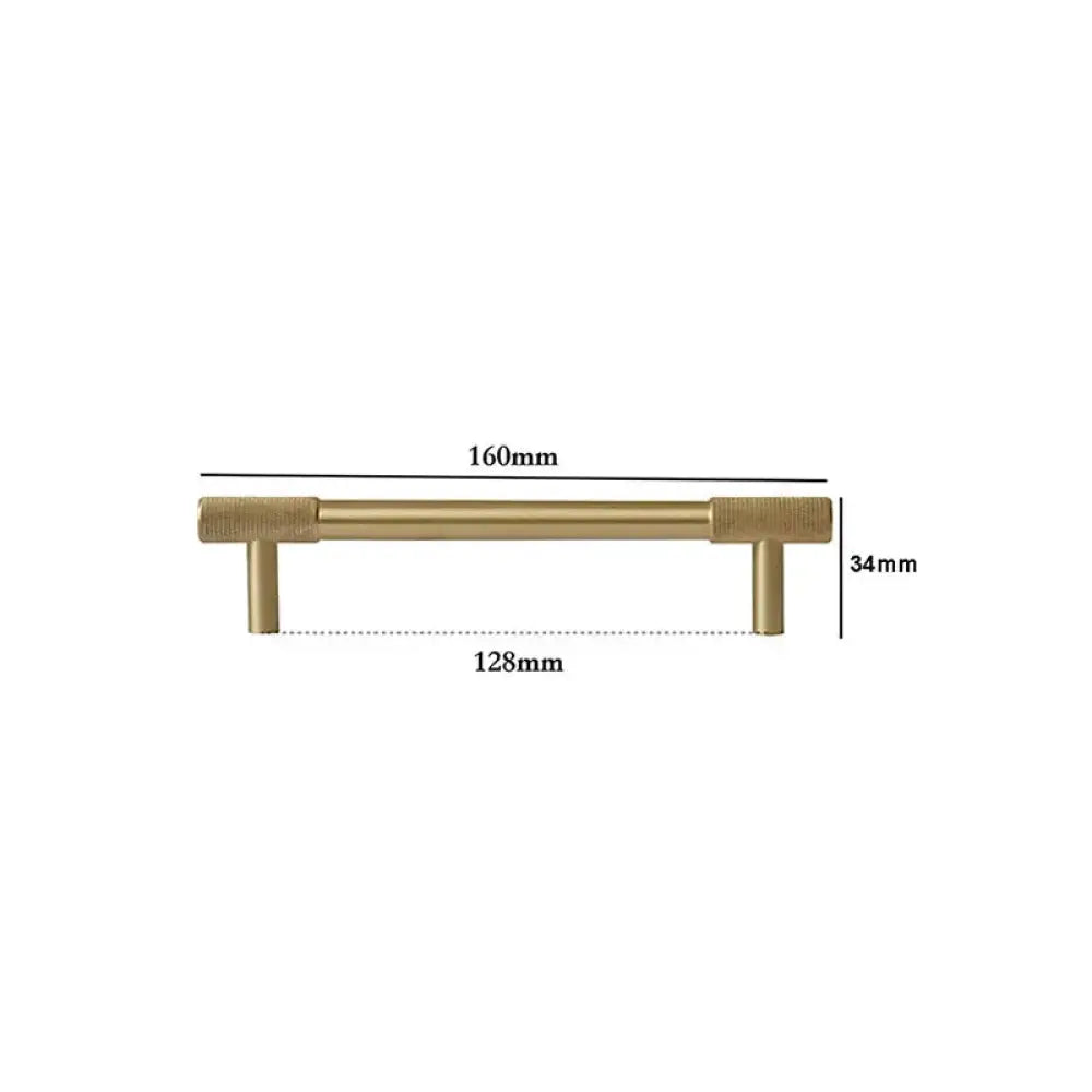 Solid Brass Knurled Cabinet Handles – Satin Gold Long Wardrobe Bar Pulls and Drawer T-Bars 160mm / 1 piece Handles