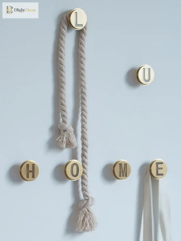 Solid Brass Letter Wall Hooks – Gold Bag Cloth and Cap Hanger for Home Decor and Cabinet Handles wall Hook