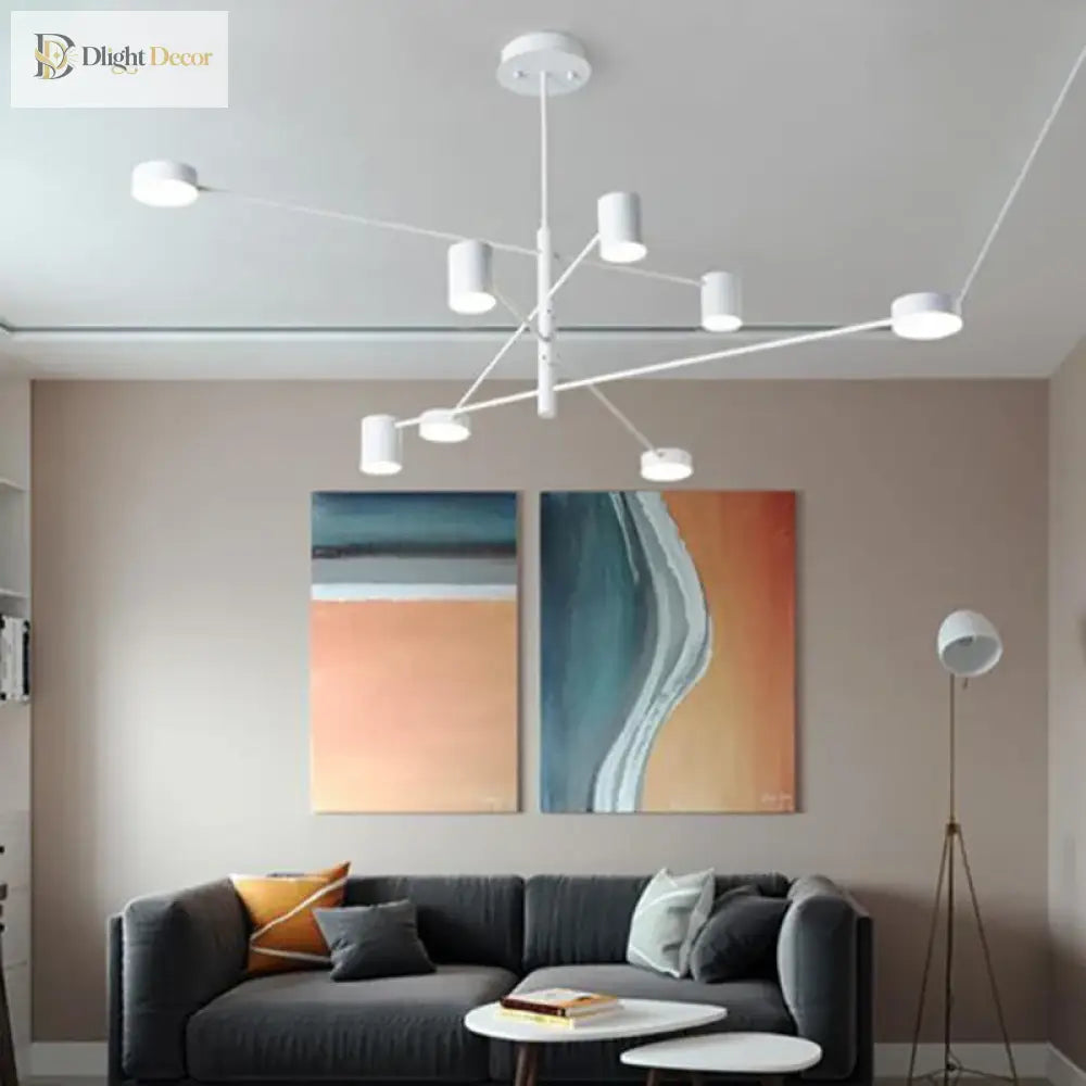 Swivel Led Chandelier - Versatile For Living Dining Office Sleek Black Pendant Light Modern Home