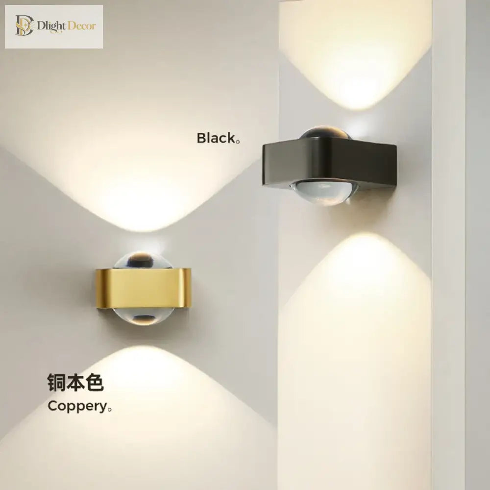 Square Copper Bedroom Wall Lamp - Modern High - End Luxury Led Light For Living Room Double Head