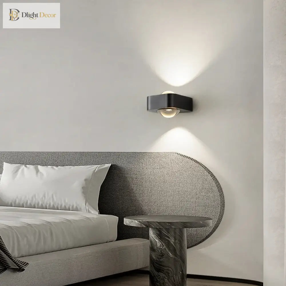 Square Copper Bedroom Wall Lamp - Modern High - End Luxury Led Light For Living Room Double Head