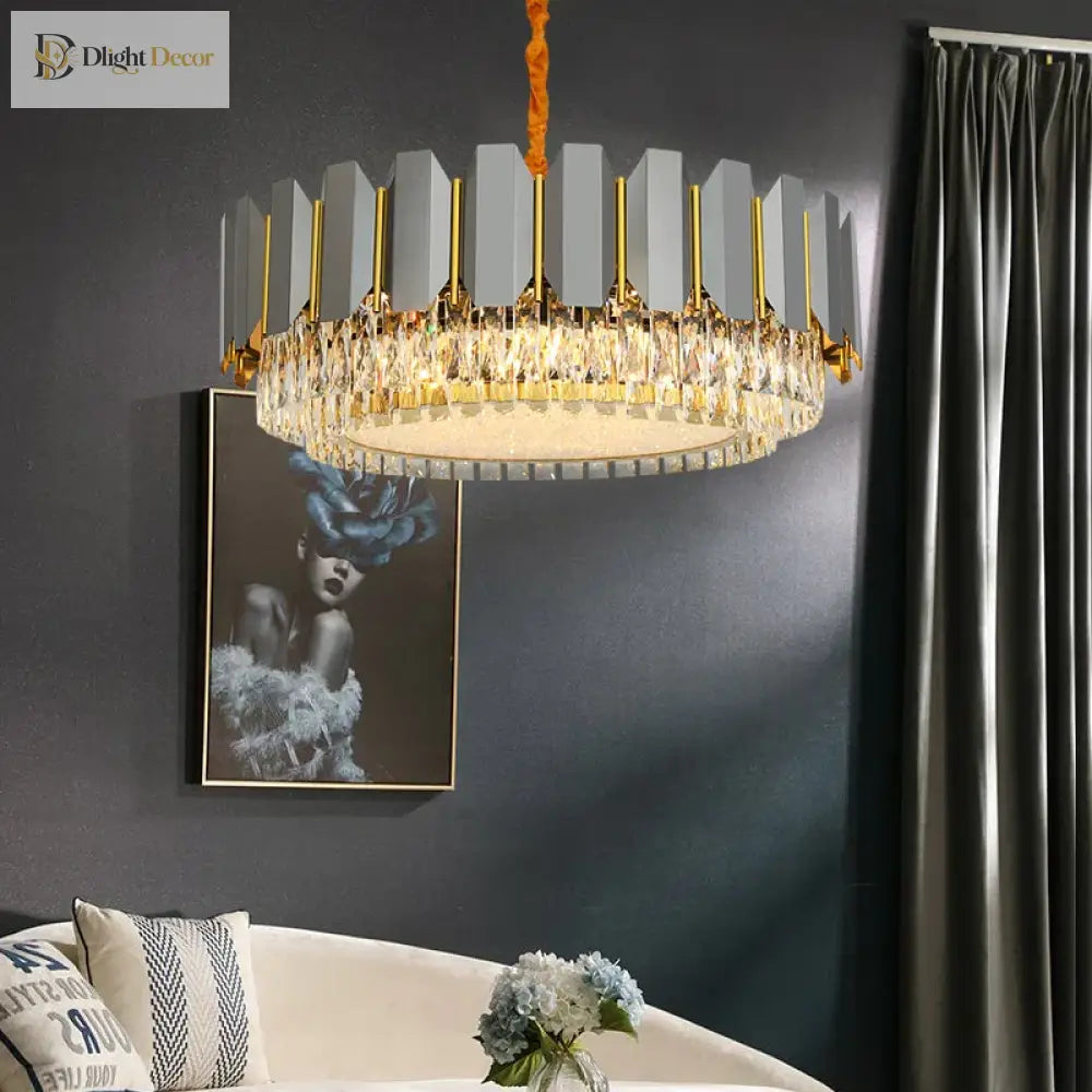 Stainless Steel Light Luxury Crystal Chandelier - A Postmodern Marvel For Living Rooms Simple