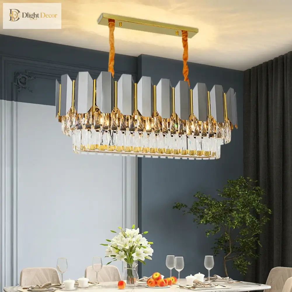 Stainless Steel Light Luxury Crystal Chandelier - A Postmodern Marvel For Living Rooms Simple