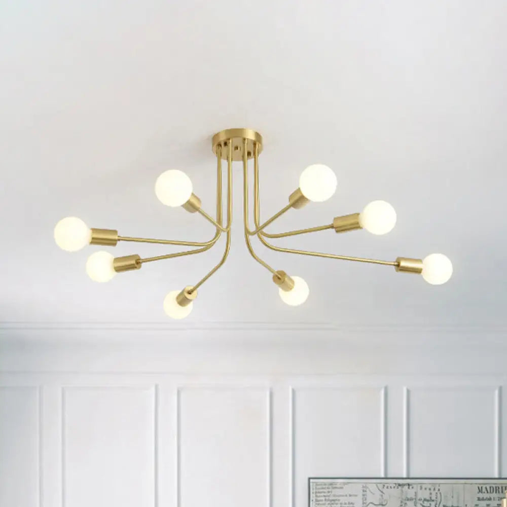 Stella’s Starry Symphony: Modern Brass Starburst Ceiling Light