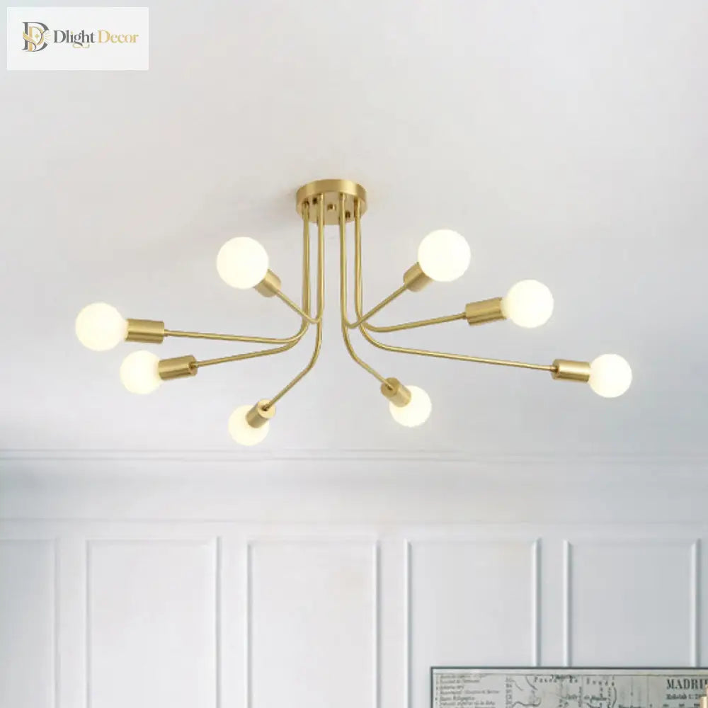 Stella’s Starry Symphony: Modern Brass Starburst Ceiling Light