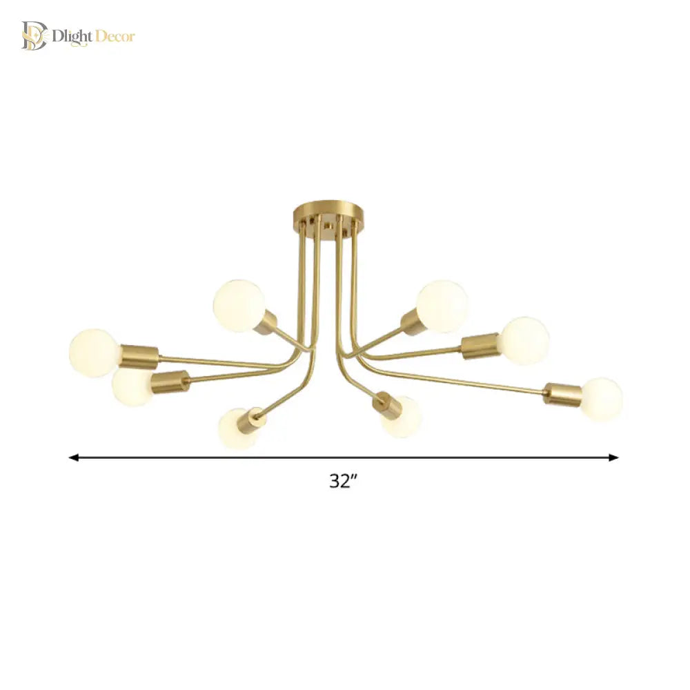 Stella’s Starry Symphony: Modern Brass Starburst Ceiling Light